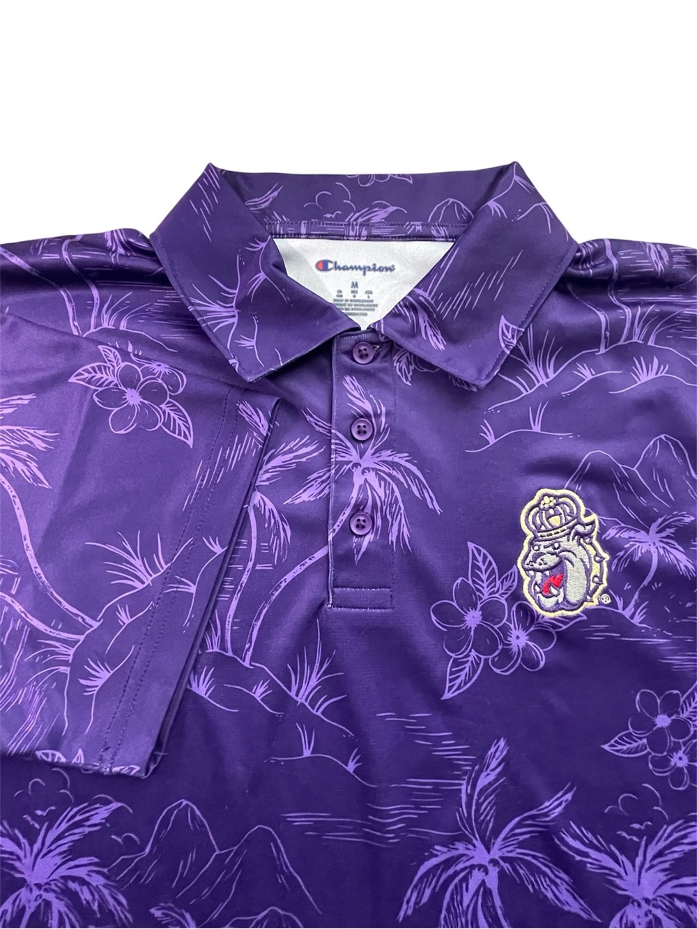 Champion JMU Dukes Purple Polo Shirt Men Medium James Madison University Bulldog